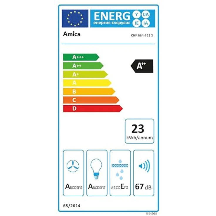 Amica KHF 664 611 S, Kaminhaube in Schwarz, 60 cm, Energieeffizienzklasse A++ – Bild 3