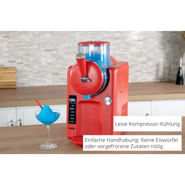 Unold 48953 Softeismaschine Sofie, Slush- und Softeis mit Kompressor, 2 L, 5 Programme, spülmaschinengeeigneter Behälter, rot – Bild 3