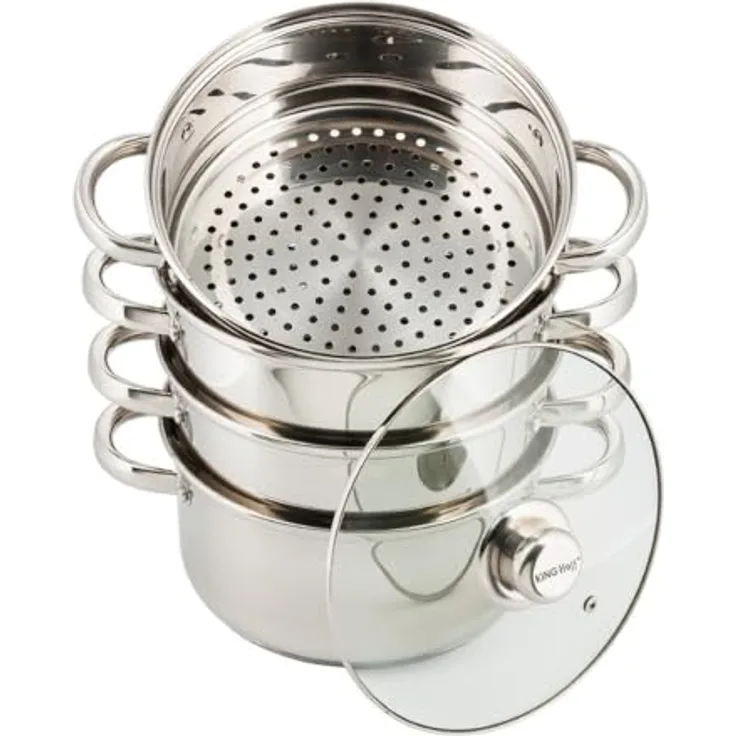 KING HOFF Mantowarka Dampfkocher aus Edelstahl, Silber, 5 Teile
