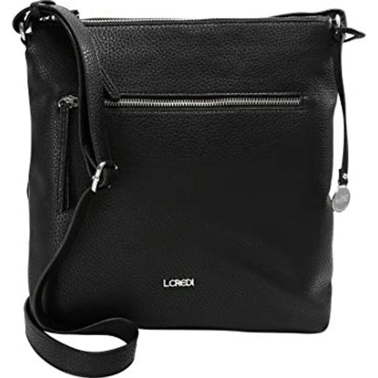 L.CREDI New Orleans Umhängetasche, 27 cm, schwarz, 100% Kunstleder, 29 cm x 8 cm x 27 cm – Bild 1