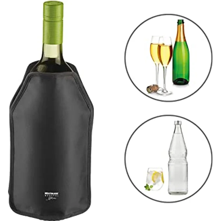 Westmark Kühlmanschette, Für z.B. Sprudel-, Wein- oder Sektflaschen, Für Flaschendurchmesser bis 9 cm, Kühlt bis zu 2 h, Kunststoff, Polar, Schwarz/Weiß, 52433370 – Bild 5