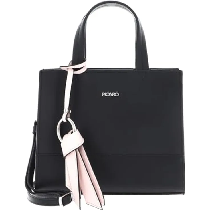 Picard Shopper Levante, Lederfaserstoff mit Reißverschluss und verstellbarem Umhängeriemen, schwarz