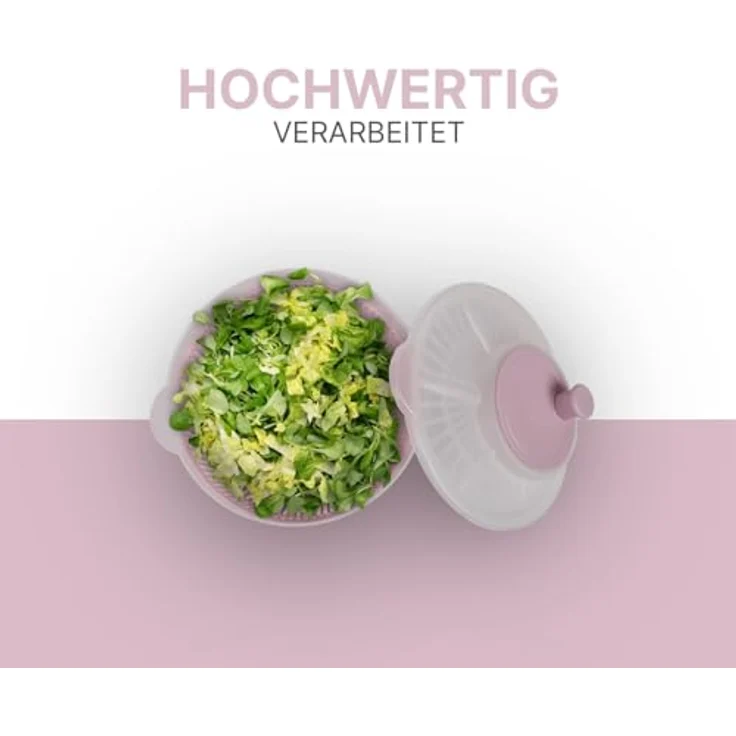 Pro Home Salatschleuder (2,7 Liter, Ø20cm) BPA-frei, 3in1 - Schleuder, Sieb und Salatschüssel, 3D Kurbel - Schleudern ohne Kraftaufwand, Salattrockner – Bild 5