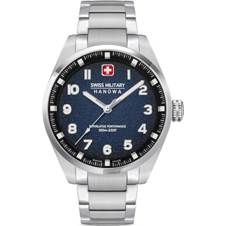 Swiss Military Hanowa Herren Analog Schweizer Quarzwerk Uhr mit Edelstahl Armband SMWGG0001504