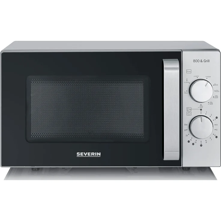 Severin MW7572, Freistehende Mikrowelle 700 W, klein, 6 Stufen, schwarz/silber, versandkostenfrei