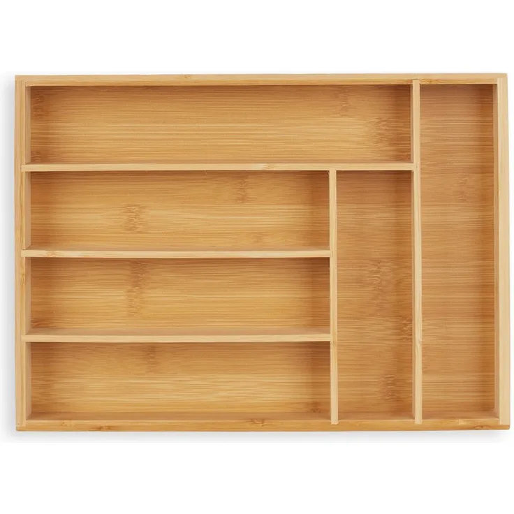 relaxdays Besteckkasten Besteckkasten Bambus, Ordnungshelfer mit 6 Fächern, kompakte Größe, natur