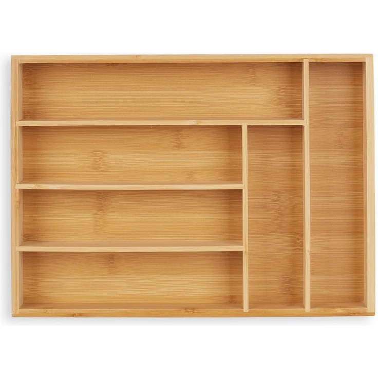 relaxdays Besteckkasten Besteckkasten Bambus, Ordnungshelfer mit 6 Fächern, kompakte Größe, natur