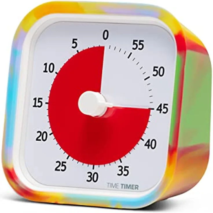 Time Timer MOD Tie Dye – Spezial-Edition – Visueller Timer für Kinderlernen, Bürouhr für Lehrer, Heimstudio, Meetings, mit leisem Betrieb