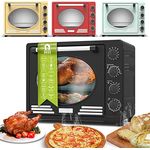 Turbotronic/Retro Minibackofen mit Umluft / 35l / schwarz, rot, blau, beige / 1600W, Mini Backofen mit Timer, Pizzaofen, Grill (BLACK)