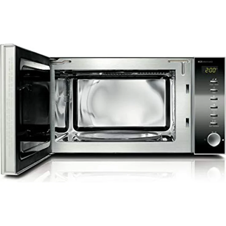 Caso M20 electronic Design Mikrowelle, Standgerät, Edelstahlgehäuse, 800 Watt, 5 Leistungsstufen, 20 Liter Garraum, Innenraum Edelstahl, Auftrauen – Bild 2