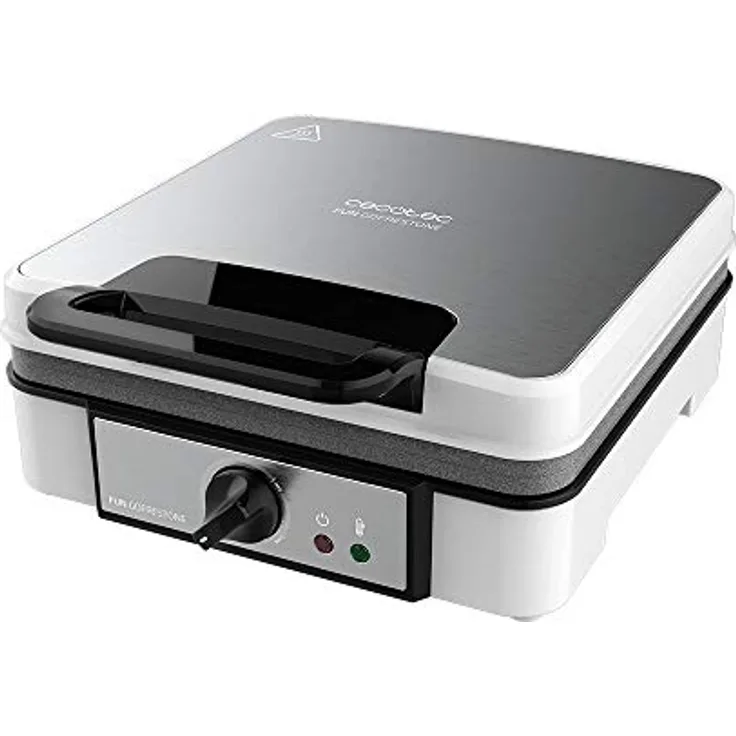 Cecotec Elektrisches Waffeleisen Fun Gofrestone 4Inox. 1200 W, Edelstahl, 4 Waffeln gleichzeitig, Rockstone-Antihaftbeschichtung, Einstellbare Temperatur