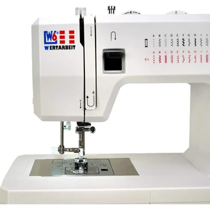 W6 Nähmaschine N 1235 Pro mit 24 Programmen | Freiarm | automatischer Einfädler | obenliegende Spule | Umlaufgreifer | Knopflochautomatik | Jeans nähen | 100 Watt Servo Motor, Weiß – Bild 5