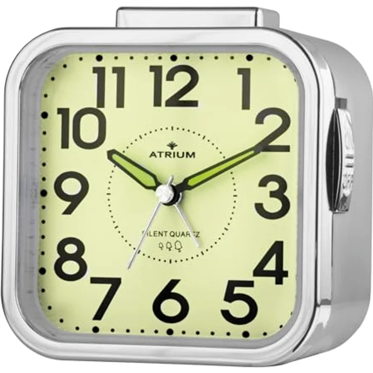 Atrium Quarzwecker Seniorenwecker, lauter ansteigender Alarm, schleichende Sekunden, elegantes Design mit silbernen Elementen – Bild 1