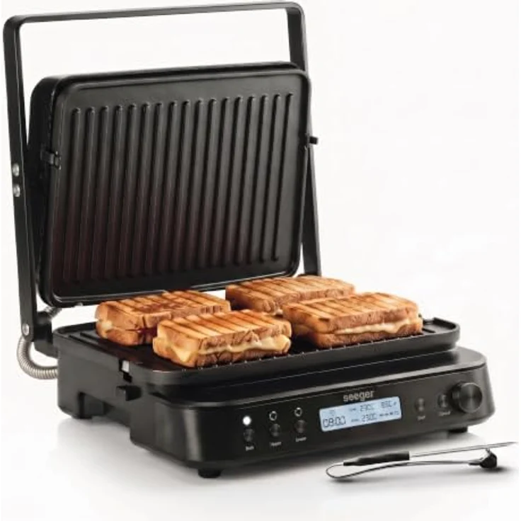 Seeger Kontaktgrill 3-in-1 MultiGrill XL, mit Temperatursonde, PFAS-freie Grillplatten, 2000 W, schwarz – Bild 1