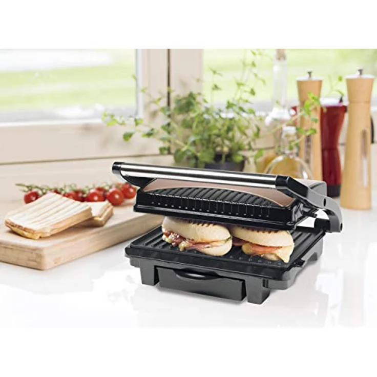Bestron Antihaftbeschichteter Sandwich--Panini-Kontaktgrill, Mit Auffangschale, 1000 W, Kupfer – Bild 3