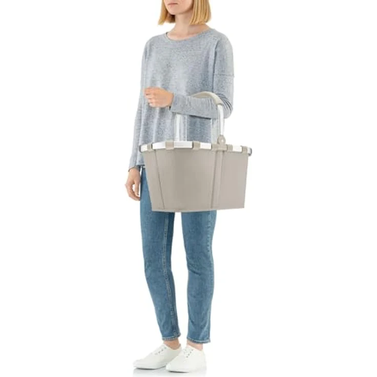 Reisenthel carrybag Shopper, zusammenklappbarer Einkaufskorb mit stabilem Aluminiumrahmen, wasserabweisendes Polyester, nude – Bild 6