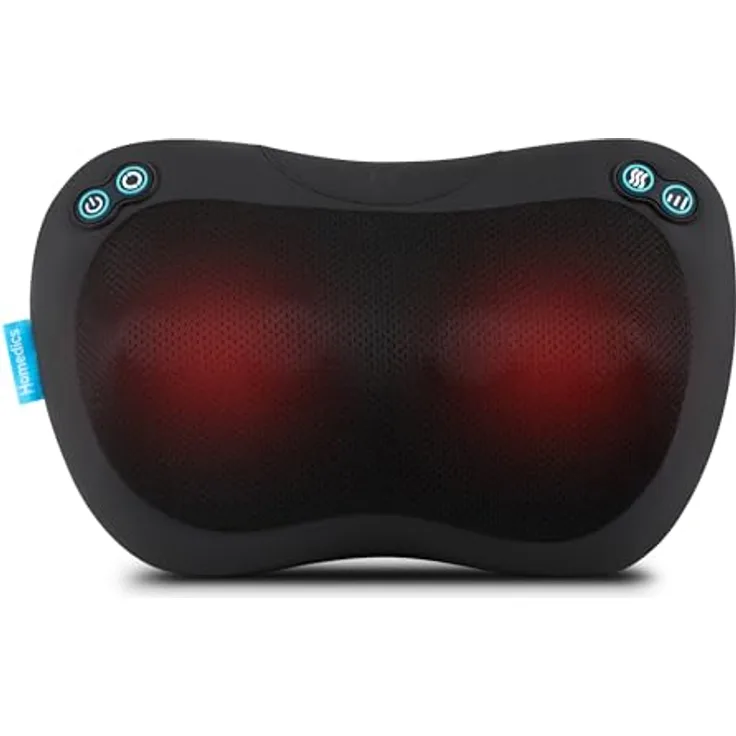 HoMedics Everybody Shiatsu Massagekissen mit Wärme – Tiefengewebs-Massagegerät für Nacken, Schultern und Rücken mit 4 rotierenden Köpfen, 2 Richtungen & Wärmefunktion