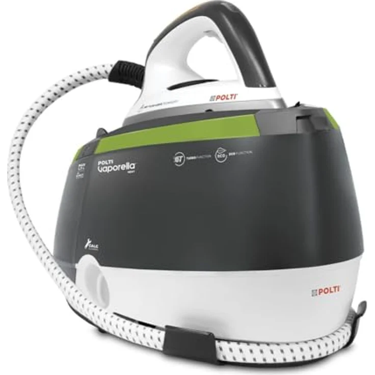 Polti Dampfbügelstation Vaporella Next VN18.40, 2.200 Watt, 6,7 bar Dampfdruck, 430 g/min Dampfausstoß, 1,3 l Wassertank, Edelstahlsohle mit 360° Fluid Curve Technology – Bild 2