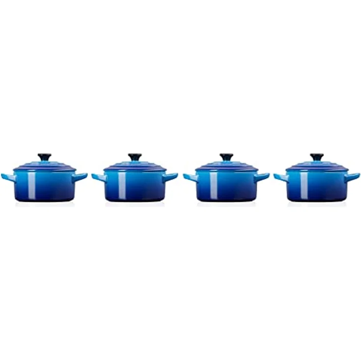 Le Creuset 4er-Set Mini Cocottes aus Steinzeug, je 200 ml, 10 x 5 cm, Azure, 79212102200100 – Bild 3