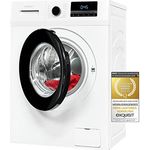 Exquisit Waschmaschine WA8014-340A weiss | Waschmaschine 8 kg | Energieeffizienz A | 16 Waschprogramme | Kindersicherung | Startzeitvorwahl | Washing machine