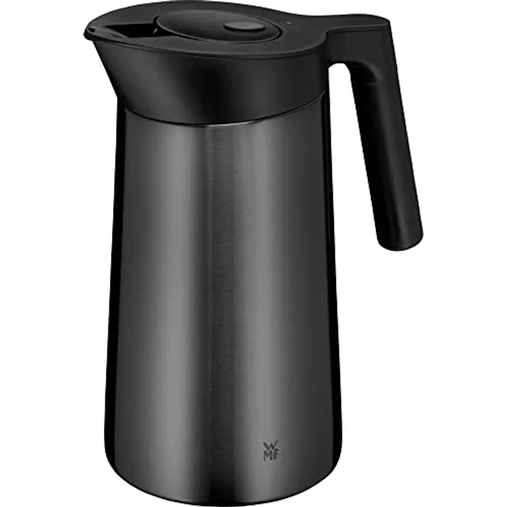 WMF Kineo doppelwandige Isolierkanne 1liter, Thermoskanne Edelstahl mit Klick-Verschluss, Kaffeekanne hält Getränke 12h warm & 24h kalt, matt/graphit