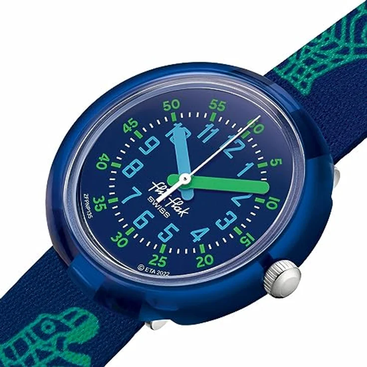 FLIK FLAK Cyberozaurus Kinder-Armbanduhr FPNP135, 31.85 mm Durchmesser, Bio-basierter Kunststoff, Wasserdicht 3 Bar, Blau – Bild 3