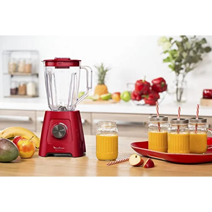 Moulinex LM420510 Blendforce Elektrischer Standmixer Kapazität 2 l geeignet für Smoothie, Suppe, Obst, Gemüse, gemahlenes Eis, 600 W Rot – Bild 2