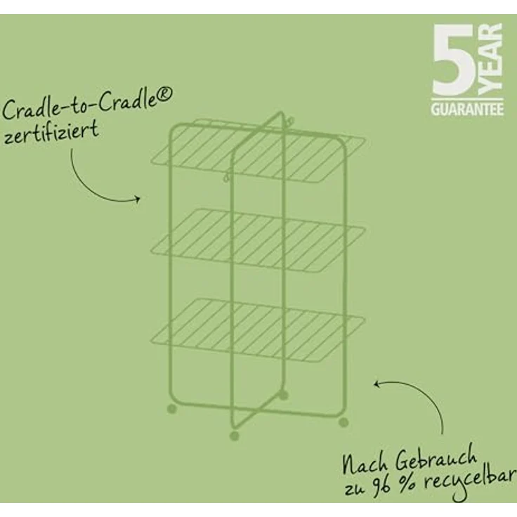 Brabantia HangOn Tower Drying Rack, 23 m (weiß), klappbarer und platzsparender Standtrockner mit Rollen und Aufhängehaken – Bild 7