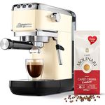 Tchibo Siebträger Espressomaschine Lapressa (15 bar, 980ml Wassertank), mit 2-Tassen-Funktion und Milchschaumdüse, Cremeweiss, INKLUSIVE Caffè Molinari GRATIS