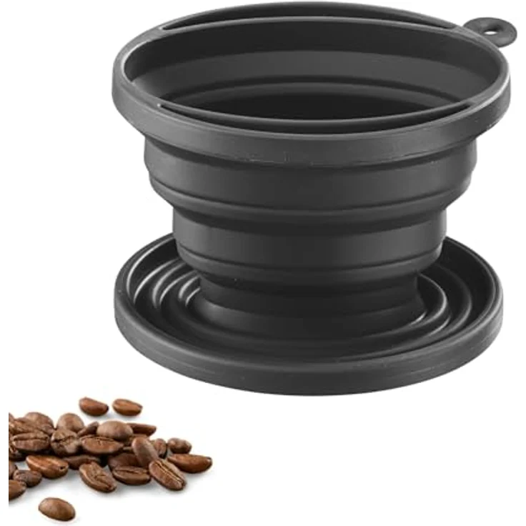 Westmark Faltbarer Kaffeefilter aus Silikon, wiederverwendbar, hitzebeständig bis 200 °C, Schwarz, Gr. 2, ideal für Reisen und Camping – Bild 1