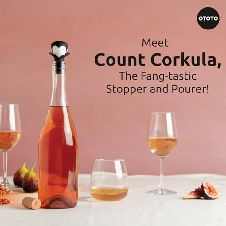OTOTO Count Corkula Weinstopfen und Ausgießer – Halloween-Barzubehör, gruseliger Weinflaschenverschluss, spülmaschinenfest und BPA-frei – Bild 2