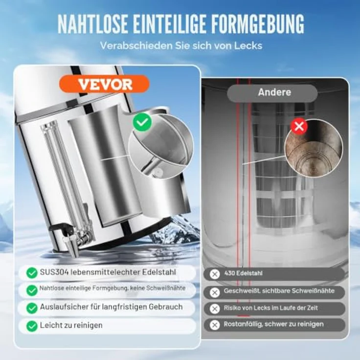 VEVOR Schwerkraft Wasserfiltersystem Edelstahl 7+8,5L, hochmoderne Wasserfiltration mit Blei- und Chlorreduzierung – Bild 3