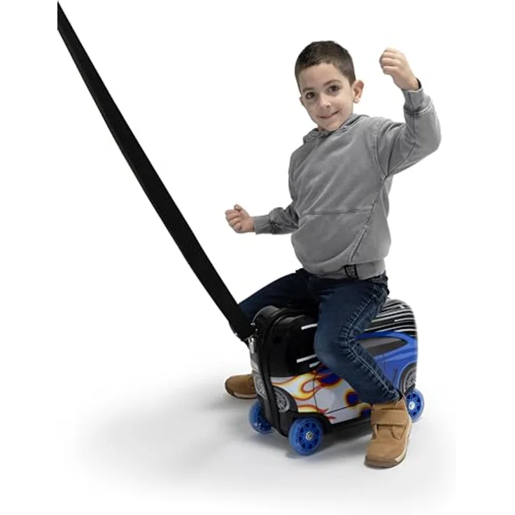 Heys Kinderkoffer Kids Ride-On, 16 cm, 4 Rollen, Marienkäfer, Feuerwehrauto, Kutsche, Rennwagen - Polycarbonat-Verbundwerkstoff, Leichtgewicht, Inline-Skate-Räder mit bunten Lichtern – Bild 6