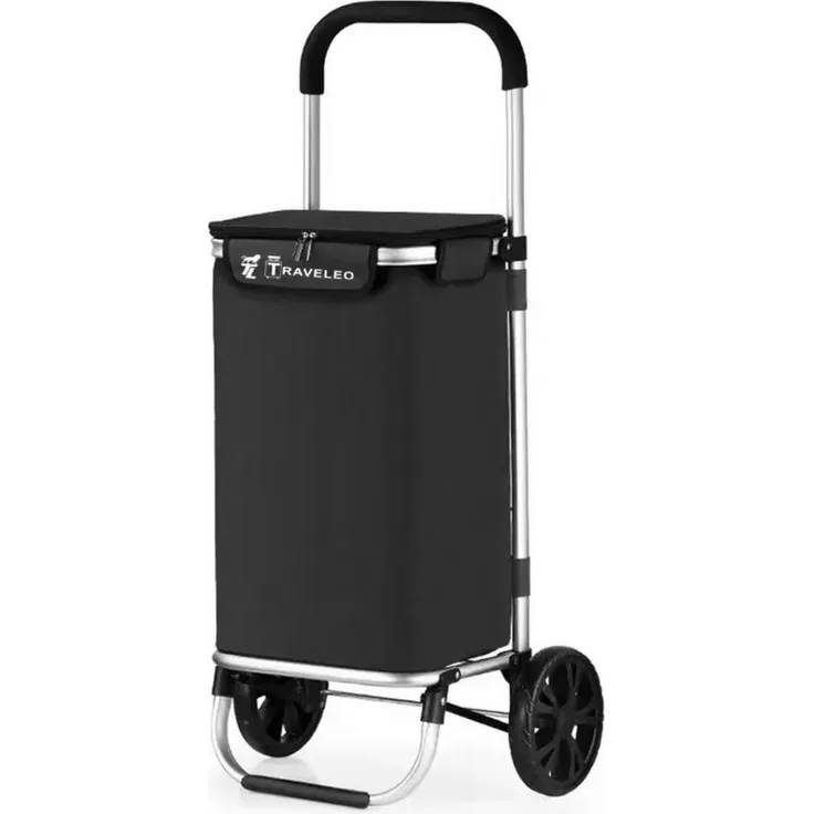Cheffinger Einkaufstrolley 40L Einkaufsroller Aluminium klappbar, praktischer Einkaufswagen mit 40 Liter Volumen, blaue Tasche