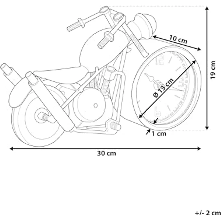 Beliani BERNO, Tischuhr in Motorradform, schwarz/silber, 19 cm, hochwertige Verarbeitung für stilvolle Dekoration – Bild 3