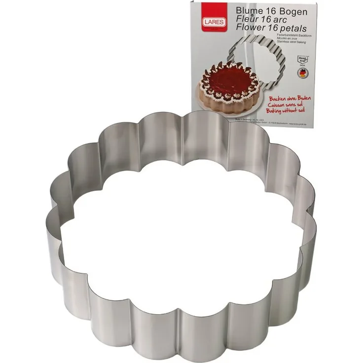 "LARES Backform 6055, Blume mit 16 Bögen, rostfrei, Edelstahl, Made in Germany"