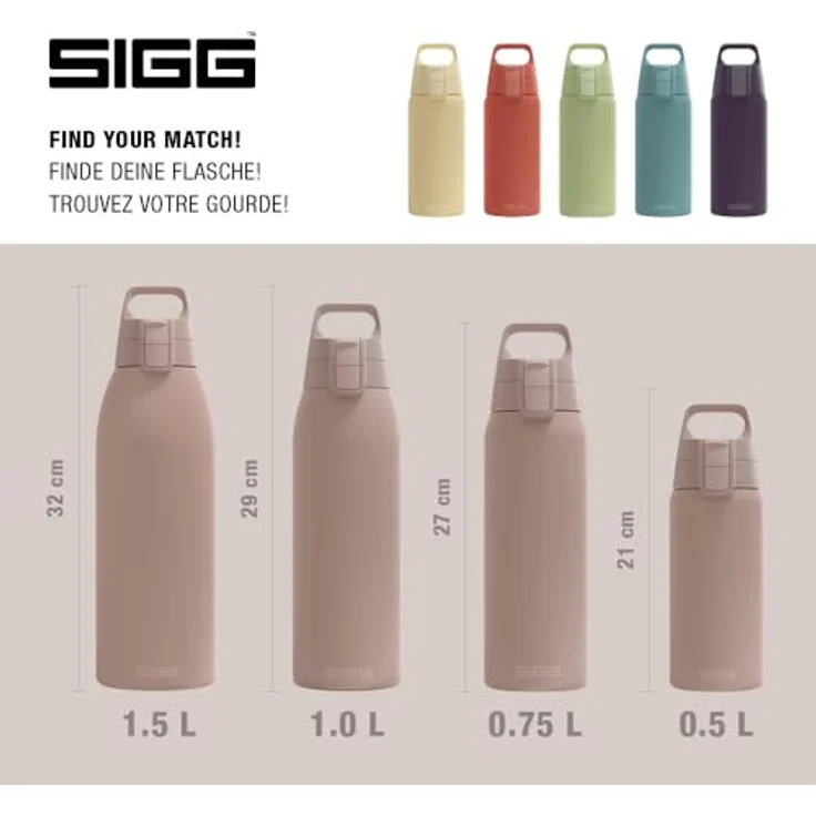 SIGG Shield Therm One Dusk, Isolierte Trinkflasche 0,5L, kohlensäurehaltig, auslaufsicher, spülmaschinenfest, BPA-frei, 90% recycelter Edelstahl, warmes Grau – Bild 5
