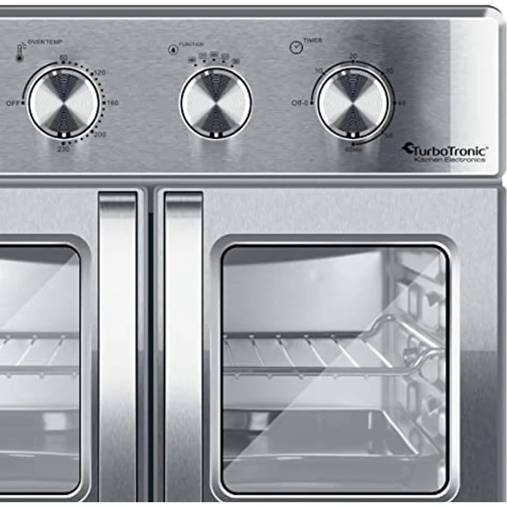 TurboTronic digitaler Heißluftofen - XXL 32 Liter mit Drehspieß für Hähnchen 4in1 Mini Backofen & Power Heißluftfritteuse Airfryer ab 80°C – Bild 3
