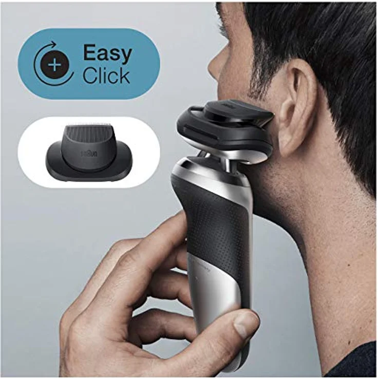 Braun Series 7 Rasierer Herren mit 360° Anpassung, Elektrorasierer & Präzisionstrimmer, Reinigungsstation, AutoSense, Wet & Dry, EasyClick Funktion, 70-S7200cc, silber – Bild 4