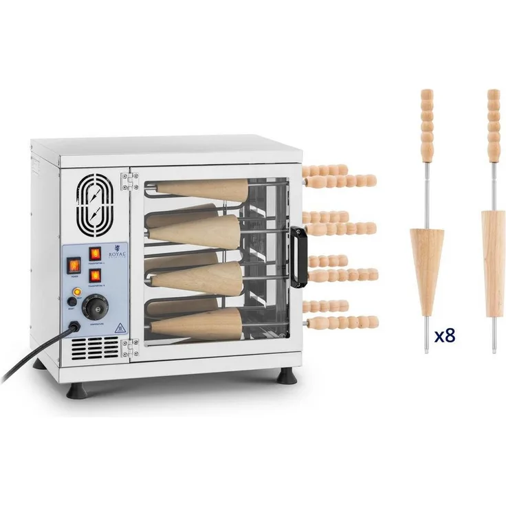 Royal Catering Baumstriezel-Maschine Ofen 3500 W 16 Rollen Silbern 2