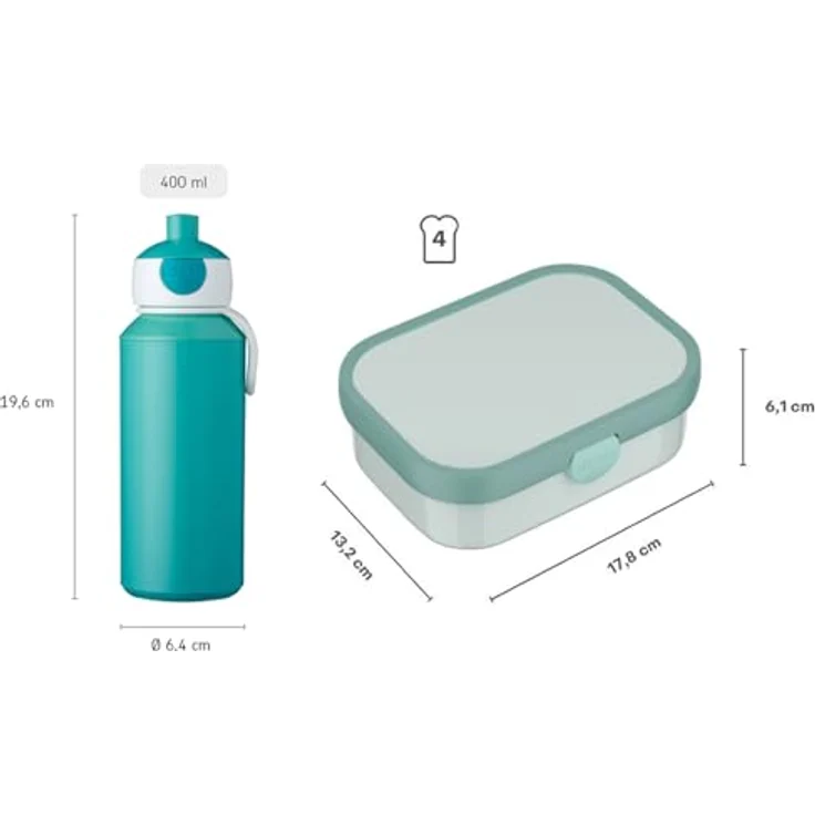 Mepal Campus Lunchset, Lunchbox mit Pop-Up Trinkflasche und Bentobox, Pink – Bild 6