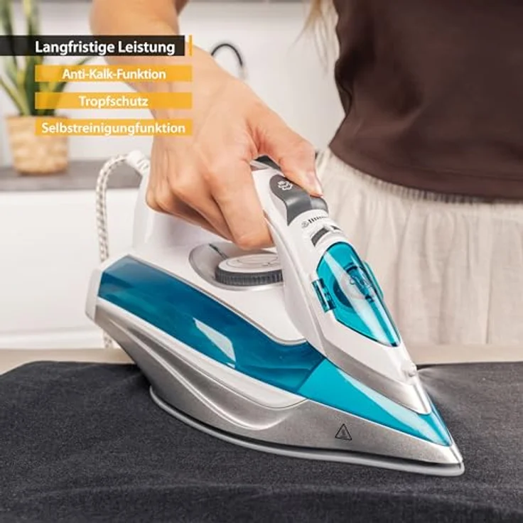 TZS First Austria Dampfbügeleisen I 3100W I Keramiksohle I Selbstreinigung I Vertikaldampf I Anti-Kalk I Trockenbügeln I 0,45l Wassertank I 1.4kg | grün – Bild 3