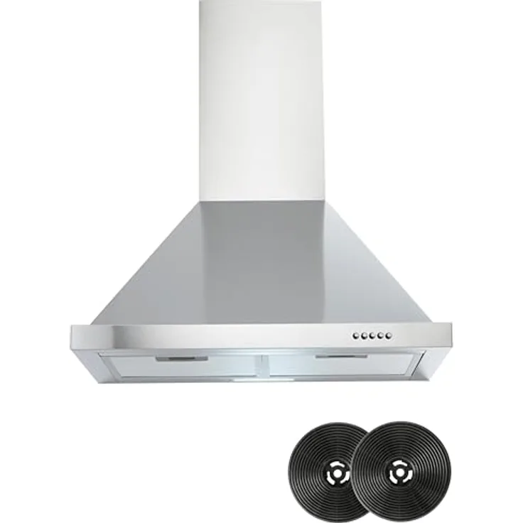Yuna Davina WH60A Dunstabzugshaube Inklusive Kohlefilter & Fettfilter | Abluftbetrieb & Umluftbetrieb | LED-Beleuchtung | Leistung bis zu 319,40 m³/h | Energieeffizienzklasse A