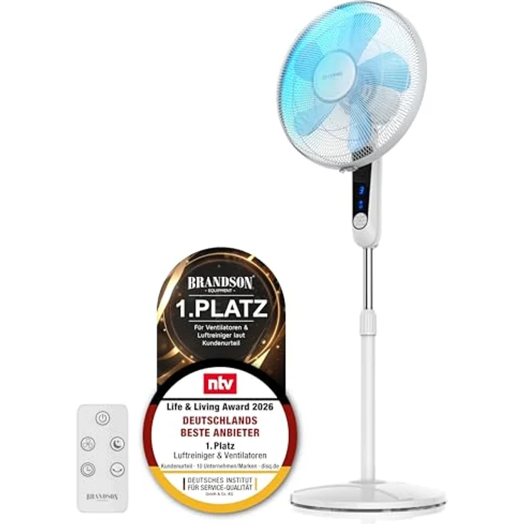Brandson Standventilator Silent mit Fernbedienung und Display - mobiler Lüfter - Oszillation 80° - – Bild 2