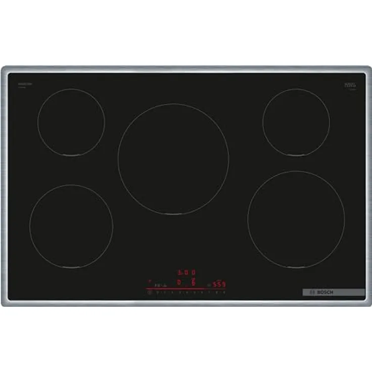 Bosch PIV845HB1E Serie 6 Smartes Induktionskochfeld (autark), 80 cm breit, Umlaufender Rahmen, Kochfeldbasierte Haubensteuerung, schnelleres Kochen, Quick Start