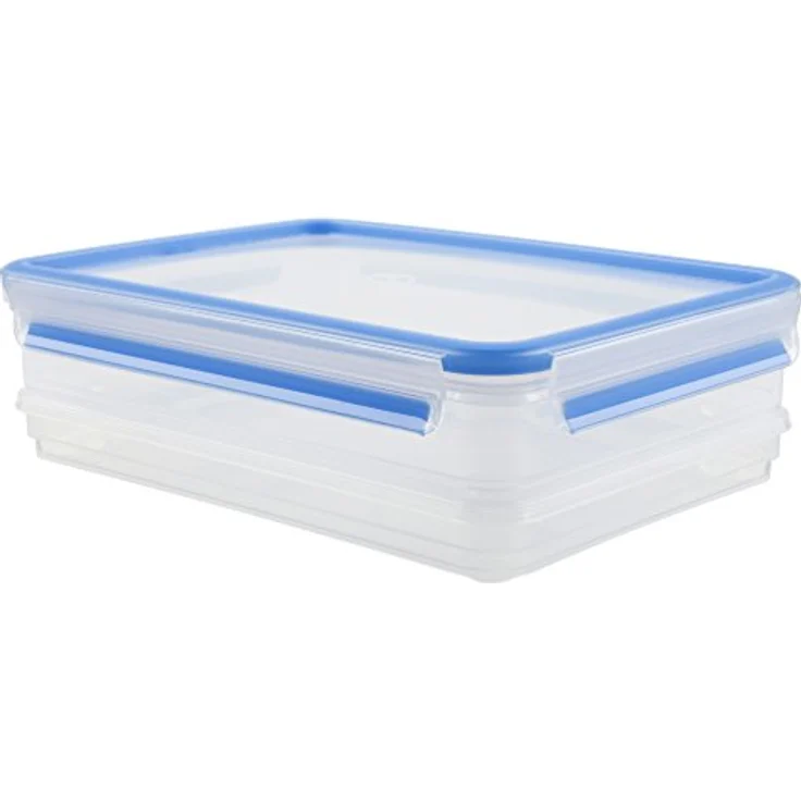 Emsa 508557 Aufschnittbox-System mit Deckel, 1.65-1 Liter, Transparent-Blau, Clip & Close – Bild 2