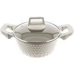 COFI 1453 Kochtopf in Creme aus Alu Druckguss 2,4 Liter mit Antihaftbeschichtung und Glasdeckel