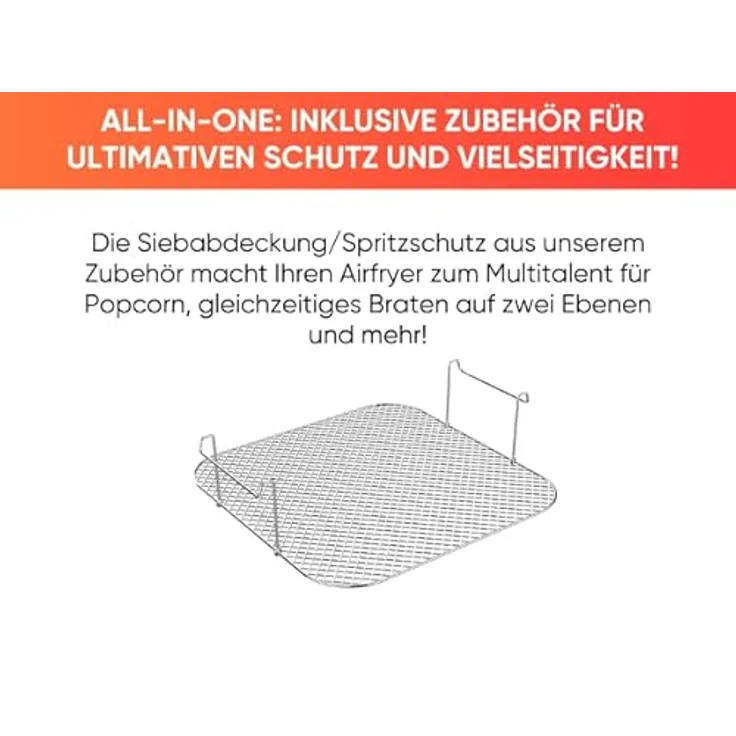 ERATEC AF-60 Heißluftfritteuse XXL 5,5L 1500W Air Fryer ohne Öl mit LED Touchscreen Display und 10 Programmen Schwarz – Bild 5