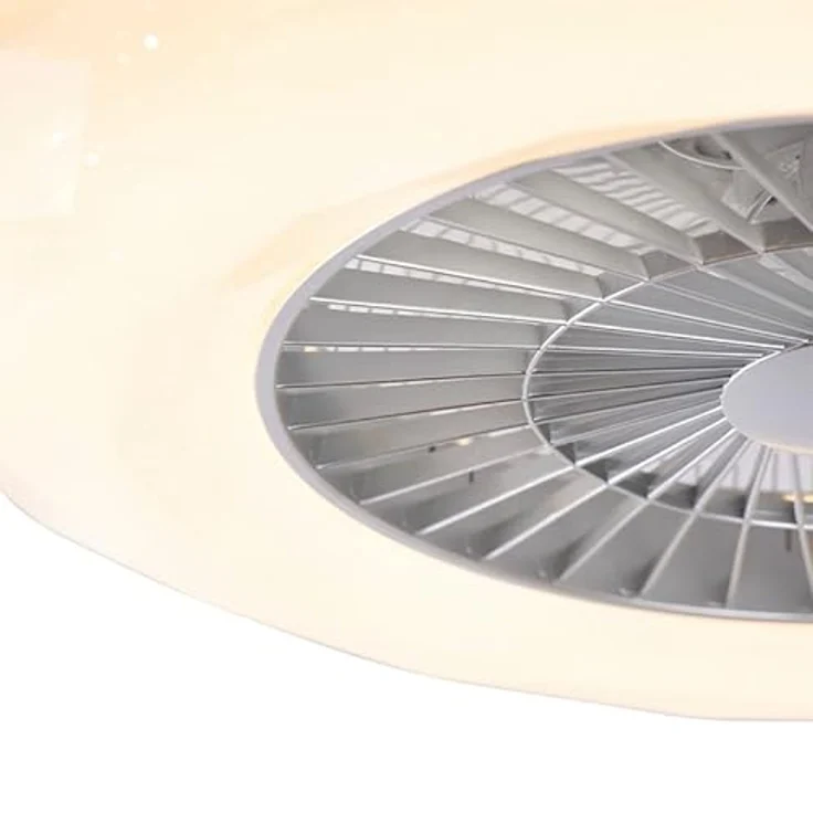 Qazqa - Design Deckenventilator mit beleuchtung silber inkl. LED mit dimmbarem Sterneffekt - Clima Dimmer I Dimmbar I Schlafzimmer - Kunststoff Rund - I LED – Bild 3