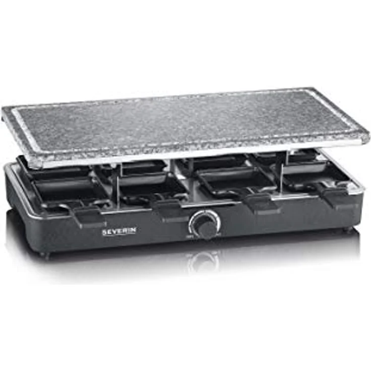 SEVERIN - Raclette-Grill con piedra natural, parrilla eléctrica de sobremesa, raclette para 8 personas, plástico/acero inoxidable. Negro RG 2378 – Bild 2